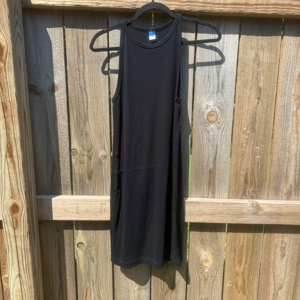 Old Navy Womens Ribbed Knit Racerback Mini Dress Black Medium Sleeveless Bodycon